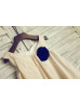 Beige Linen Flower Girl Dress With Navy Blue Flower